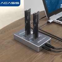 ACASIS NVMe Dual Bay Enclosure Clone Docking Station M.2 USB3.1 Gen2 Type C External Hard Disk Box for M2 SSD and M Key SSD