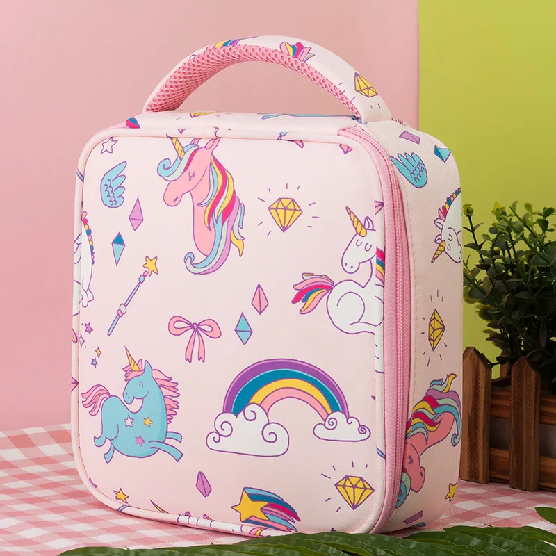 New Cartoon Unicorn Children's Lunch Bag School Student Thermal Insulation Bag Fruit Snacks Storage Bag For Kids Outdoor Travel