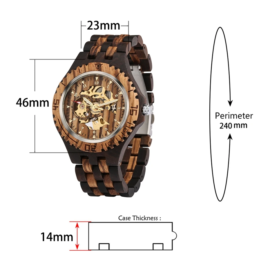 Retro Mechanical Watches Mens Watch Top Luxury Automatic Hollow Skeleton Wristwatch with Adjustable Bangle Clock for Men Husband