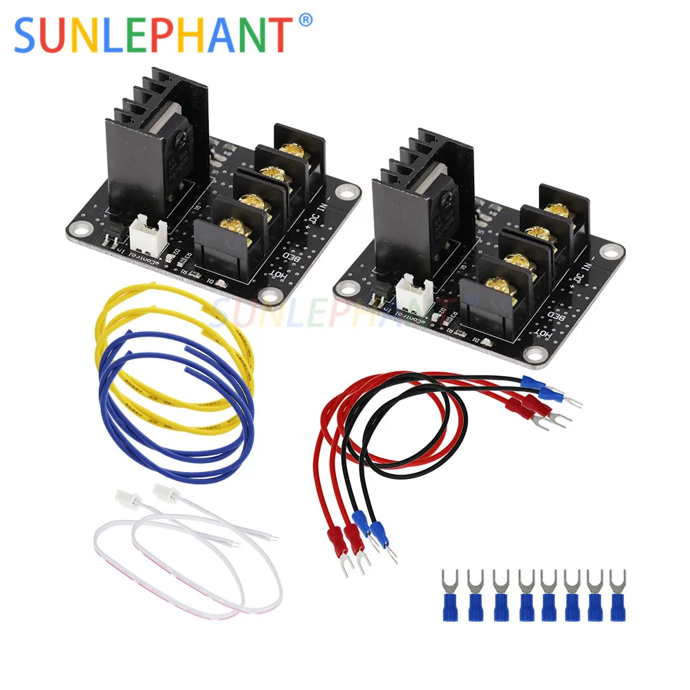 2Pcs 3D Printer Heated Bed Power Module High Current 210A MOSFET Upgrade RAMPS 1.4 With Cable