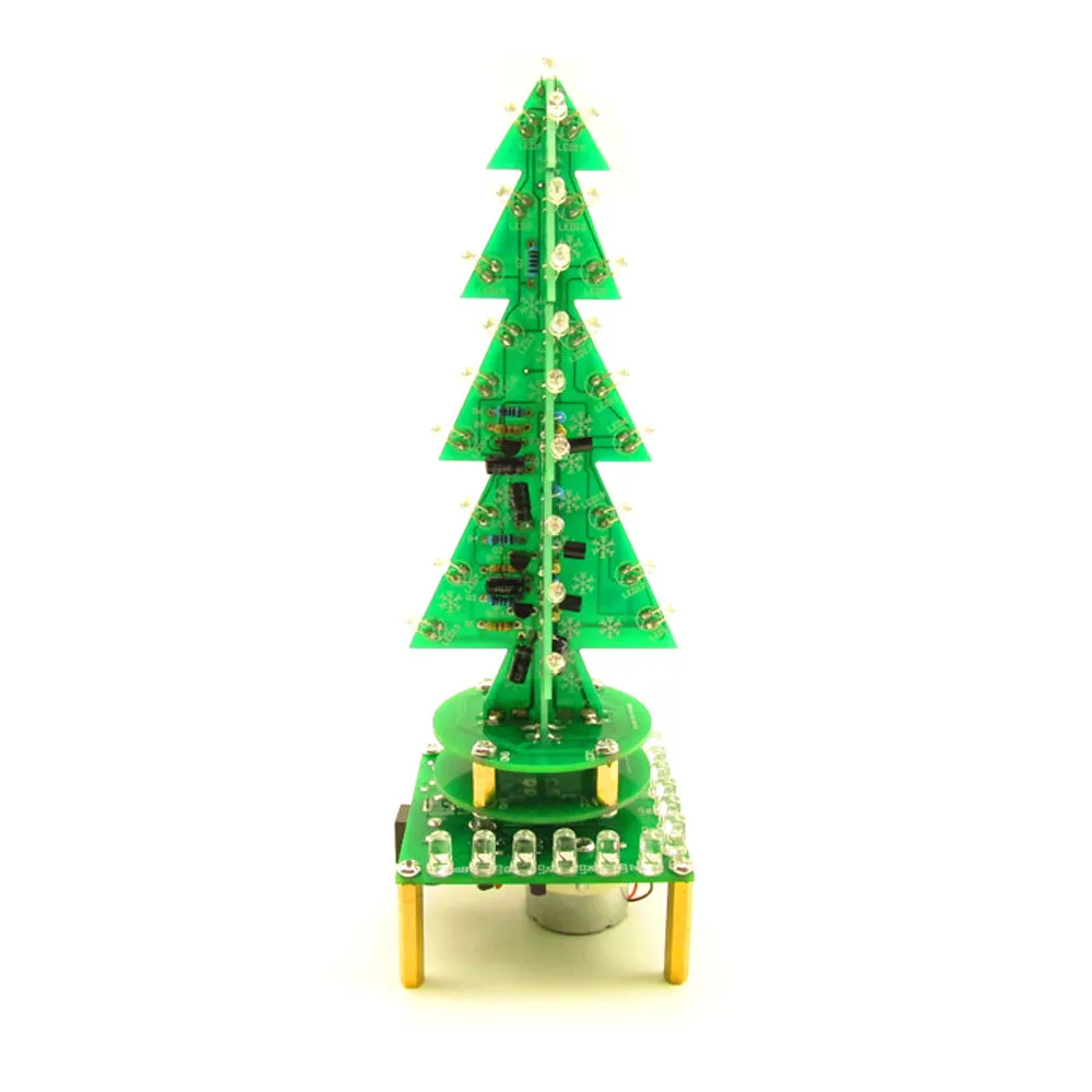 DIY 7 Colors Rotating Colorful Music 3D Christmas Tree LED Flashing Light Kit Electronic DIY Production Parts Decor Night Lamp