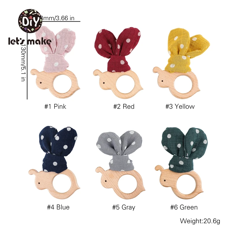 Let\'s Make Baby Teether Wooden Rodent Bunny Ear 1pc Bee BPA Free Animal Beech Pendant For Pacifier Baby Products For Newborns