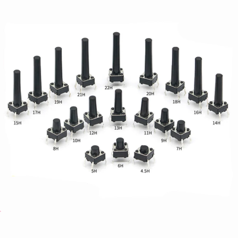 20 unids/lote 4,5*4,5mm Panel PCB interruptor momentáneo juguete interruptor Mini botón DIP lado 4Pin * 4,5*4,5*3,8/4,3/4,5/5/6/7/8mm