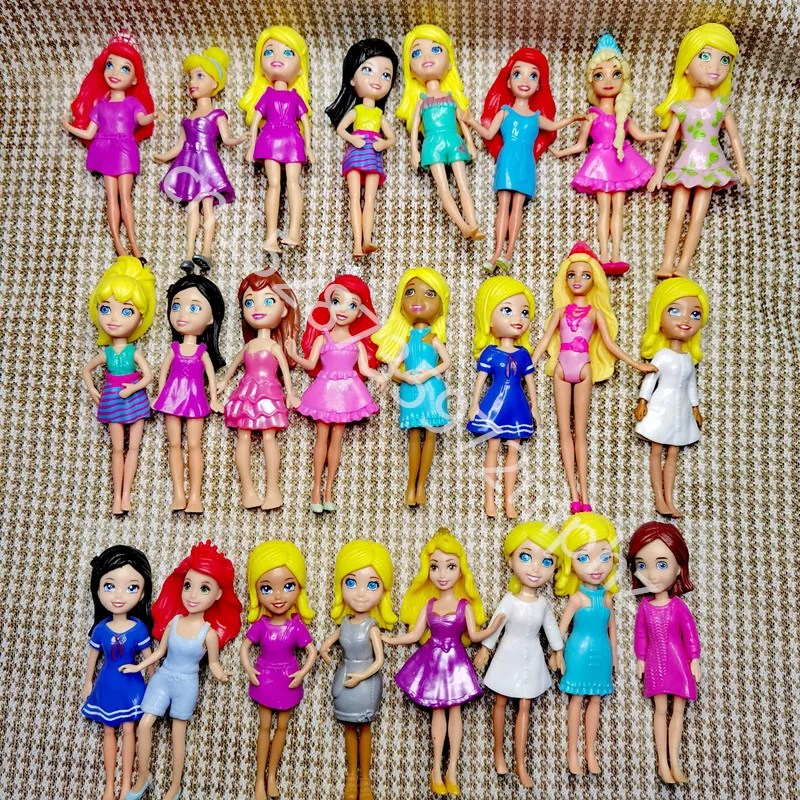 New Mixed 6pcs/12pcs/set Cute Polly Pockets Girl Doll Figures 9-12cm For Best DIY DOLL Gifts