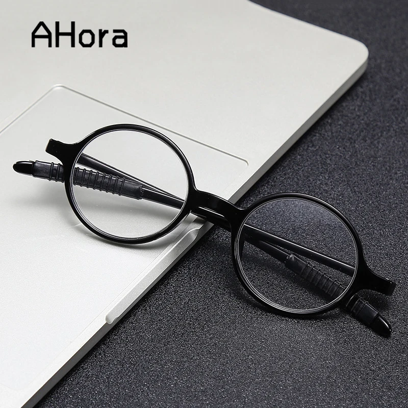 

Ahora Vintage Retro Round Frame Reading Glasses for Presbyopic Women Men Black PC Resin Clear Lens Presbyopia Eyeglasses Degree