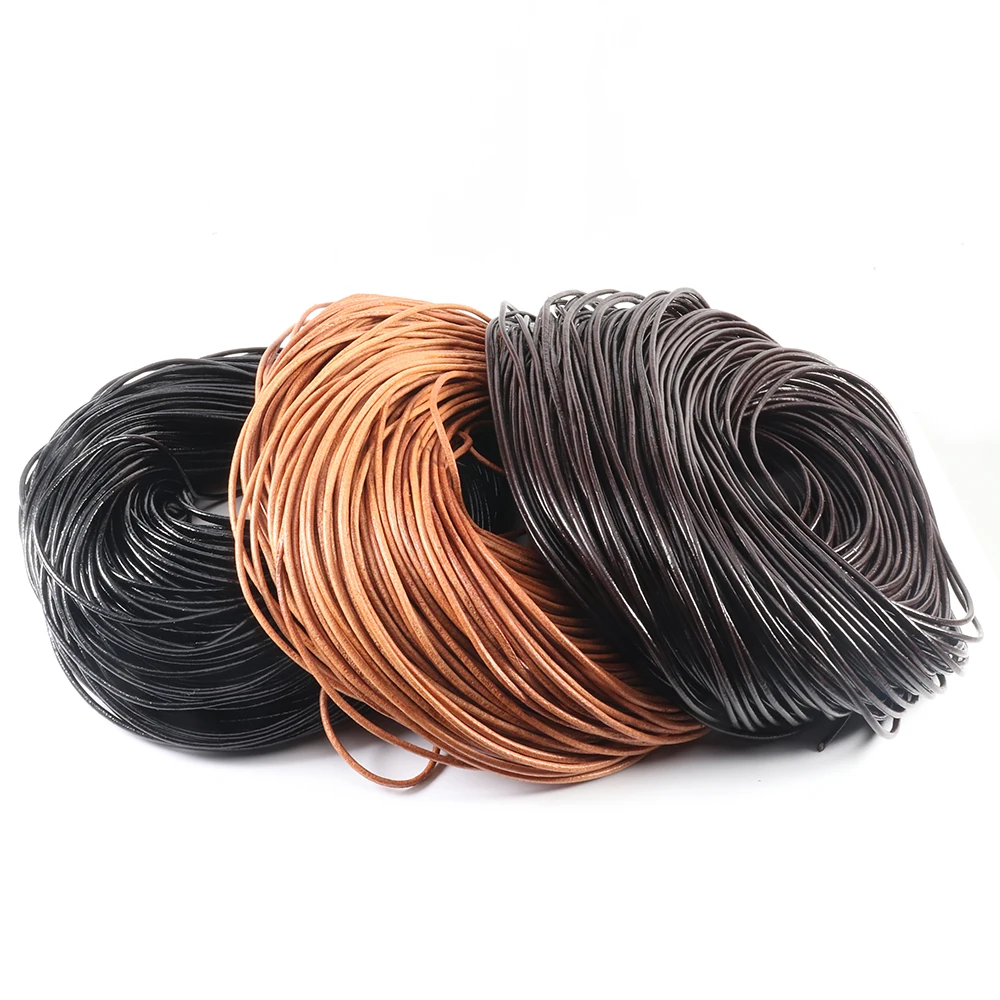 

SAUVOO 1-6m Meters 3 Color Genuine Cow Leather Round Thong Cord For DIY Bracelet Findings Rope String For Jewelry Making