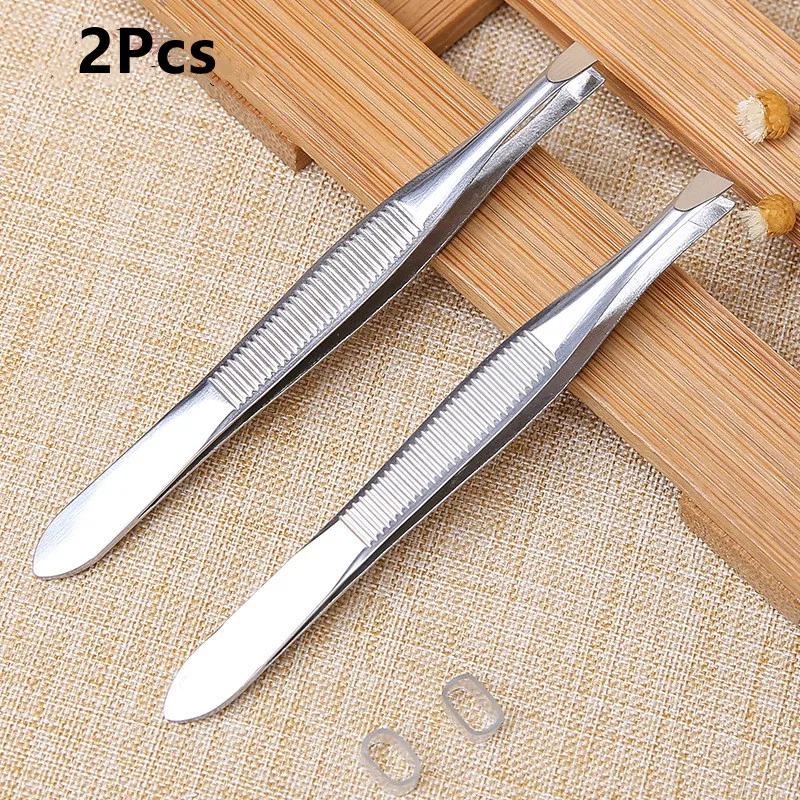 2Pcs Professional Stainless Steel Portable Eyebrow Tweezer Eyebrow Trimmer Shaper Tweezers Repair Tool For Eyebrow Beauty Tools