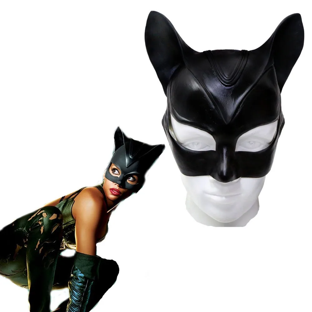 Woman Sexy Cat Selina Kyle Mask Bruce Wayne Cosplay Costume Latex Helmet Fancy Adult  Halloween Mask Kids Face Maks