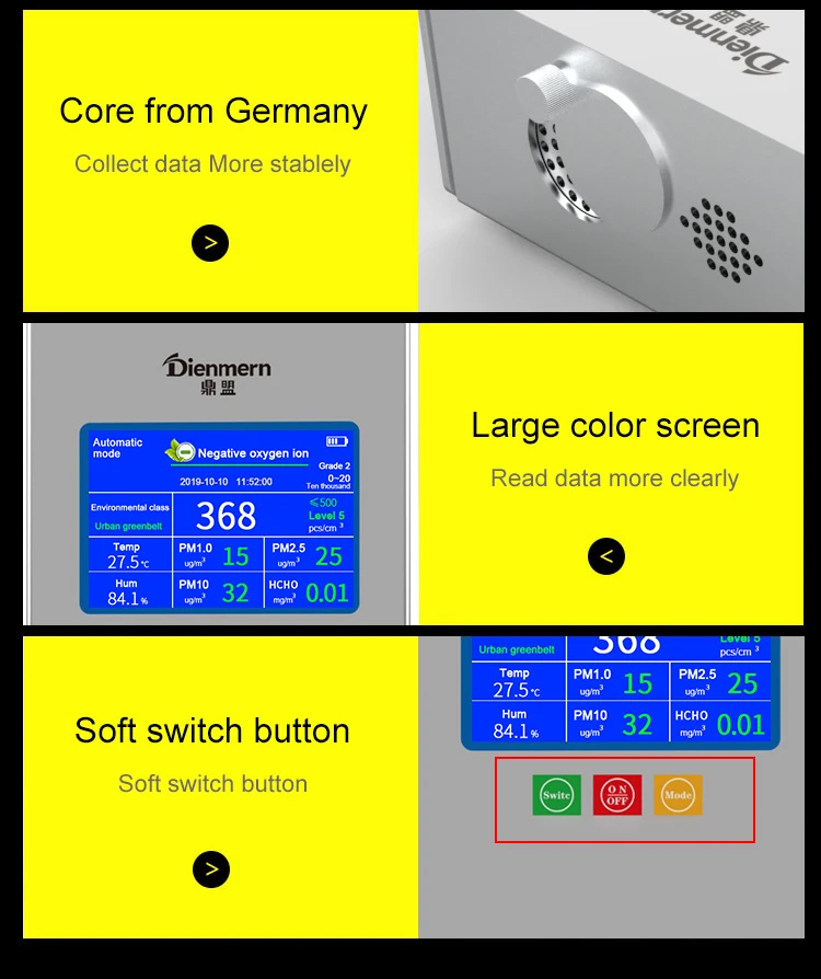 Dienmern Air Ion Measuring Instrument High Accuracy Industrial Negative Oxygen Ion Detector Meter Air Aeroanion Tester Anionic