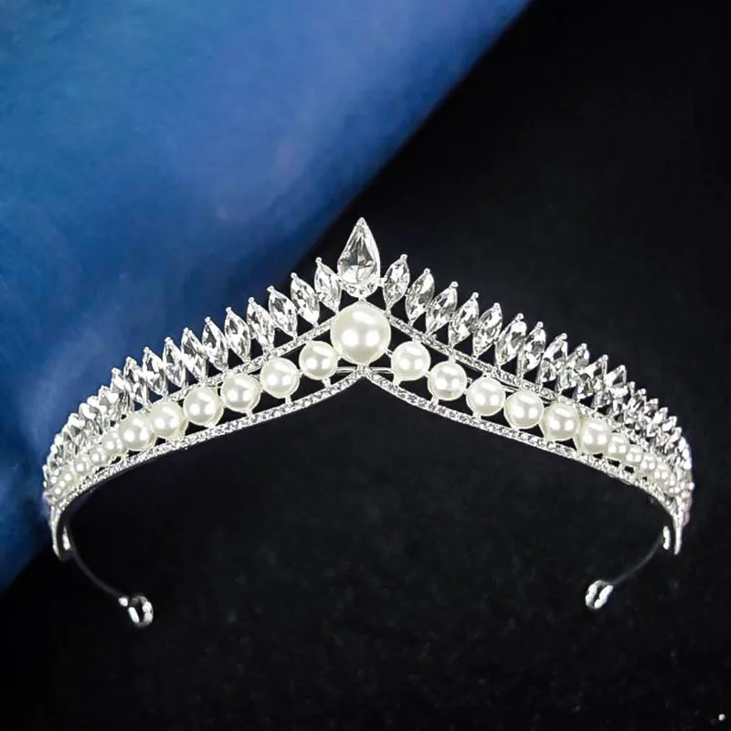 Tiara moderna elegante, acessórios de cabelo com pérolas e cristal para casamento