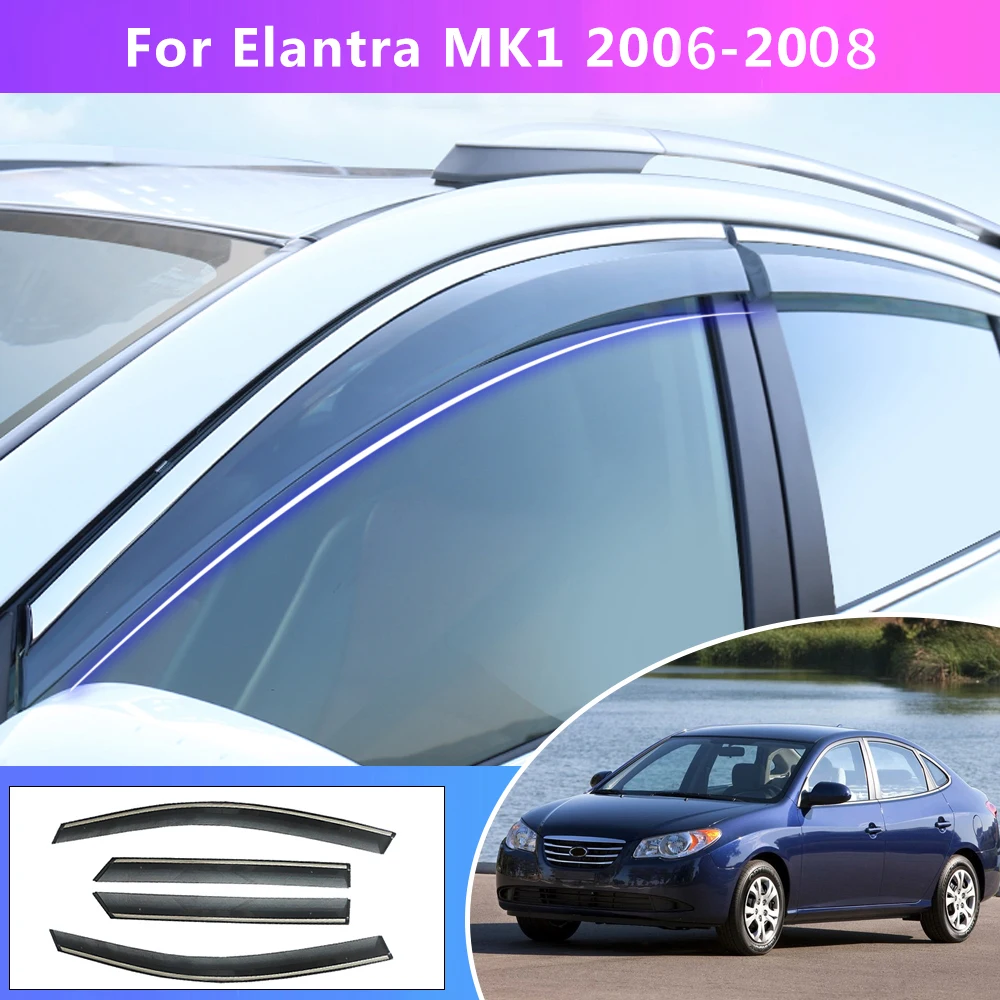 

For Hyundai Elantra Mk1 2003-2008 2009 2010 Car Styling Smoke Window Sun Rain exterior visor Deflector Guard Accessories 4PC