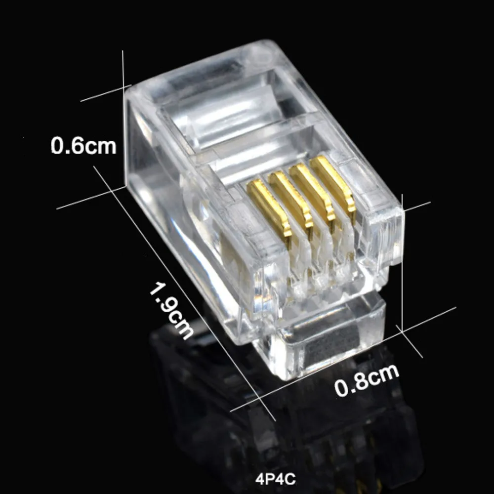 20Pcs Kristall Kopf RJ11 4P4C Modulare Stecker Vergoldet Netzwerk Anschlüsse