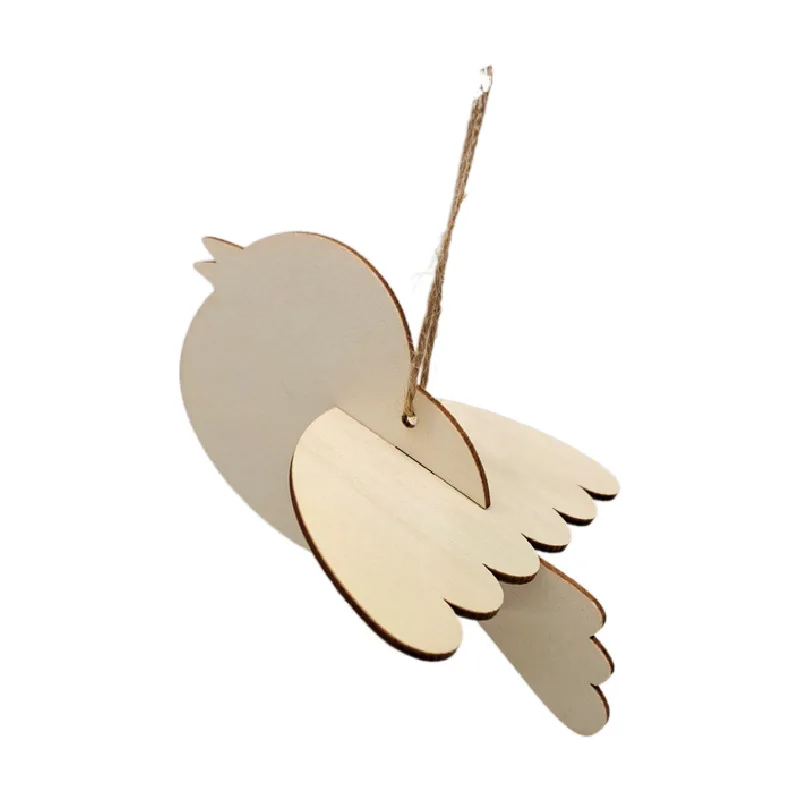 Wooden Unfinished Birds Hanging Ornaments Wood Cutouts Christmas Tree Pendants DIY Crafts Bird Hanging Decorations