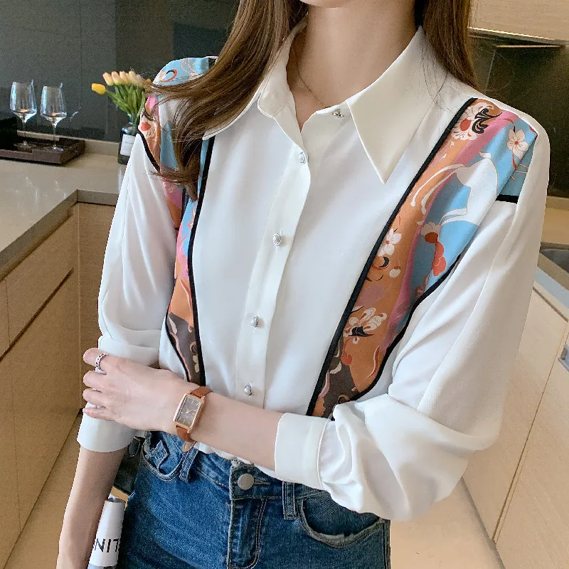 Fashion Woman Blouses 2021 Spring Long Sleeve Women Shirts Patchwork Blouse Shirt Office Work Wear Womens Tops And Blouses