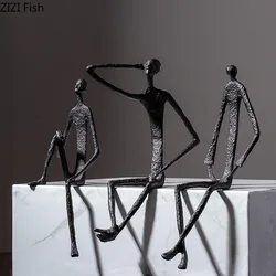 Modern abstract metal figure ornaments Black wrought iron figure sculpture Irregular movement crafts ornaments Home Decoration