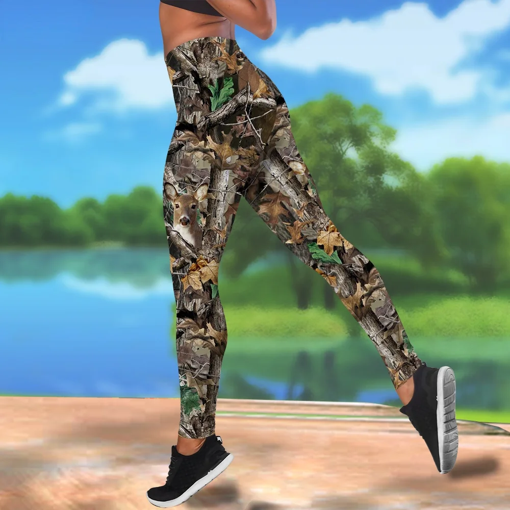 Leggings donna CLOOCL Camouflage caccia stampato vita alta elasticità Legging donna per pantaloni da Jogging Casual da strada all'aperto