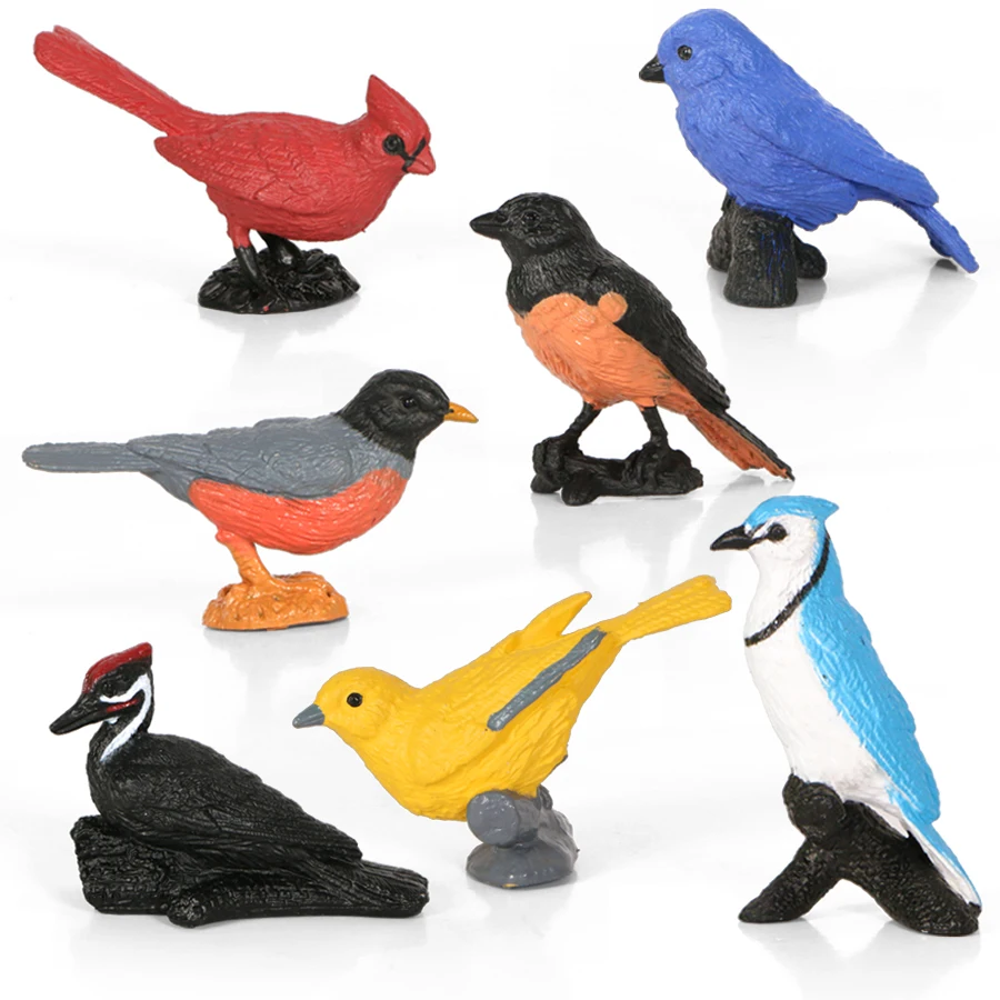 Simulação animal 7pcs modelo de pássaro figuras de ação do pvc brinquedos estatueta oriole robin brinquedo educativo para crianças