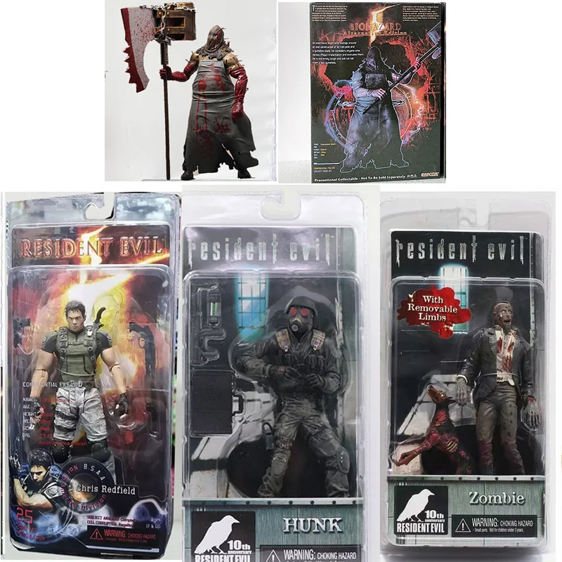 NECA Chris Redfield Figure Hunk Biohazard Zombie Biohazard Executioner Majini Action Figure Toy Horror Gift For Halloween Doll