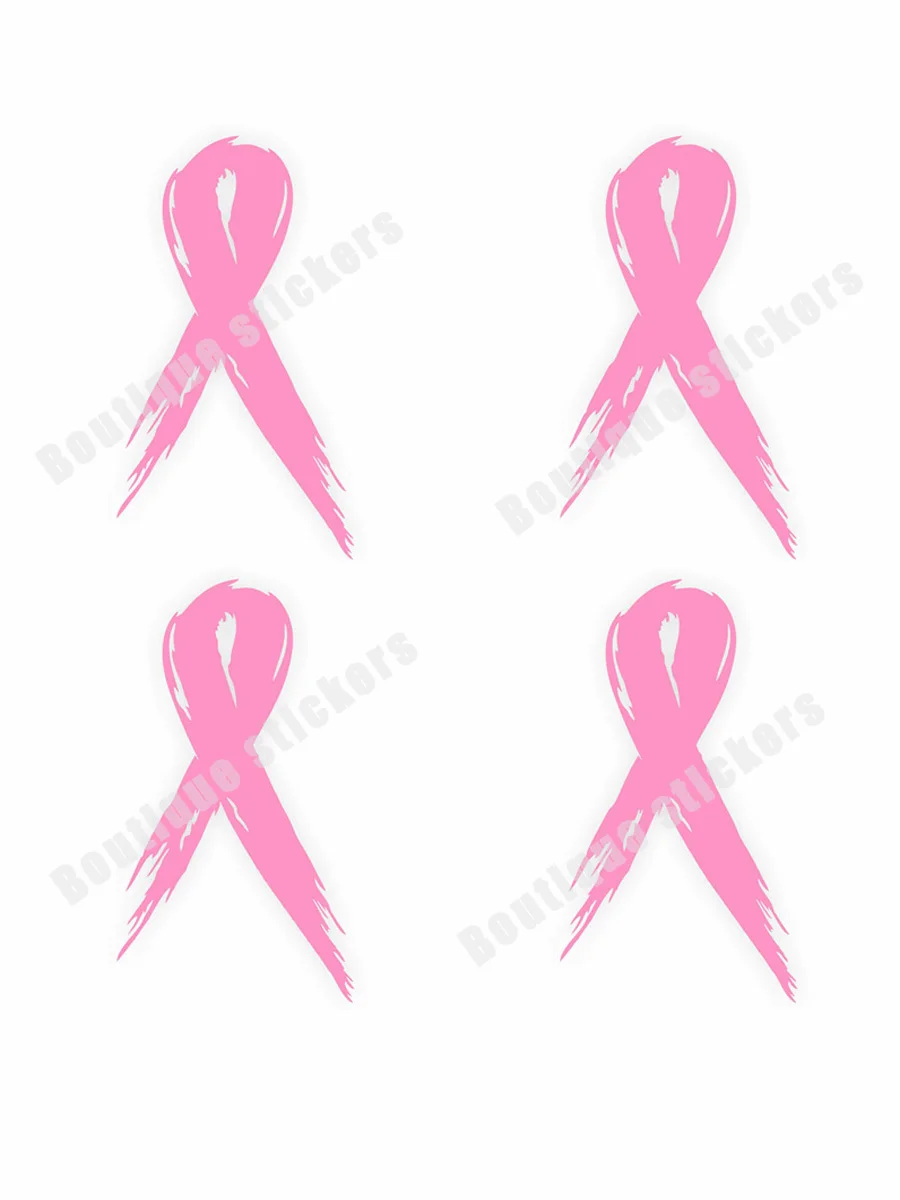 4-piece Breast Cancer Prevention Promotion Ribbon Sticker Pink Car Window Vinyl Decal Application Type Sticker PVC Vinyl