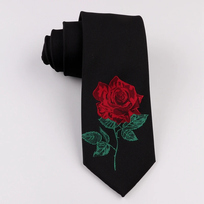 

Free Shipping men's male casual Fashion Original design trend personality literary gift casual embroidery roses 7CM tie necktie