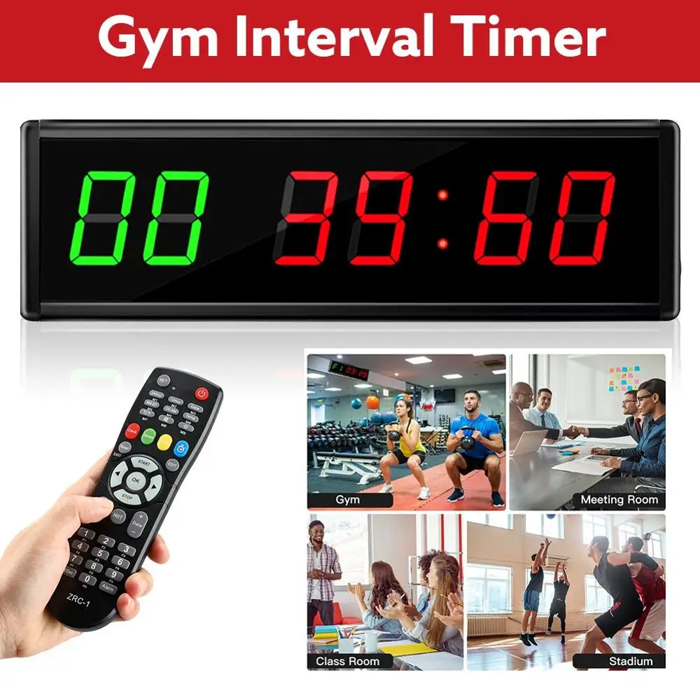 

Workouts timer LED Remote Wall Clock Stopwatch Interval Timer Prescise Electronicl Clock with Remote for Gym Fitness Training