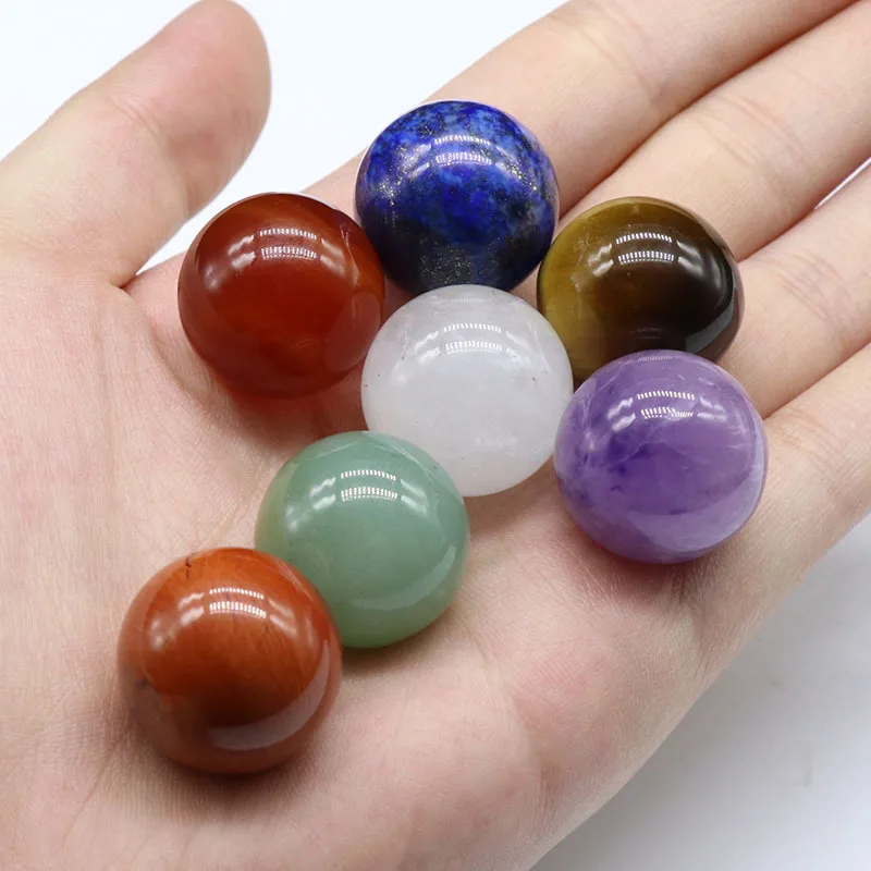 7 chakra natural energy stone balls 20mm Yoga fengshui healing stone guide meditation kit