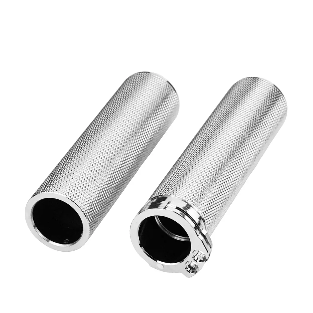 Motocycle 25mm Hand Grips All Aluminum Handlebar Grips Black Chrome For Harley Sportster XL883 XL1200 Touring Dyna Softail