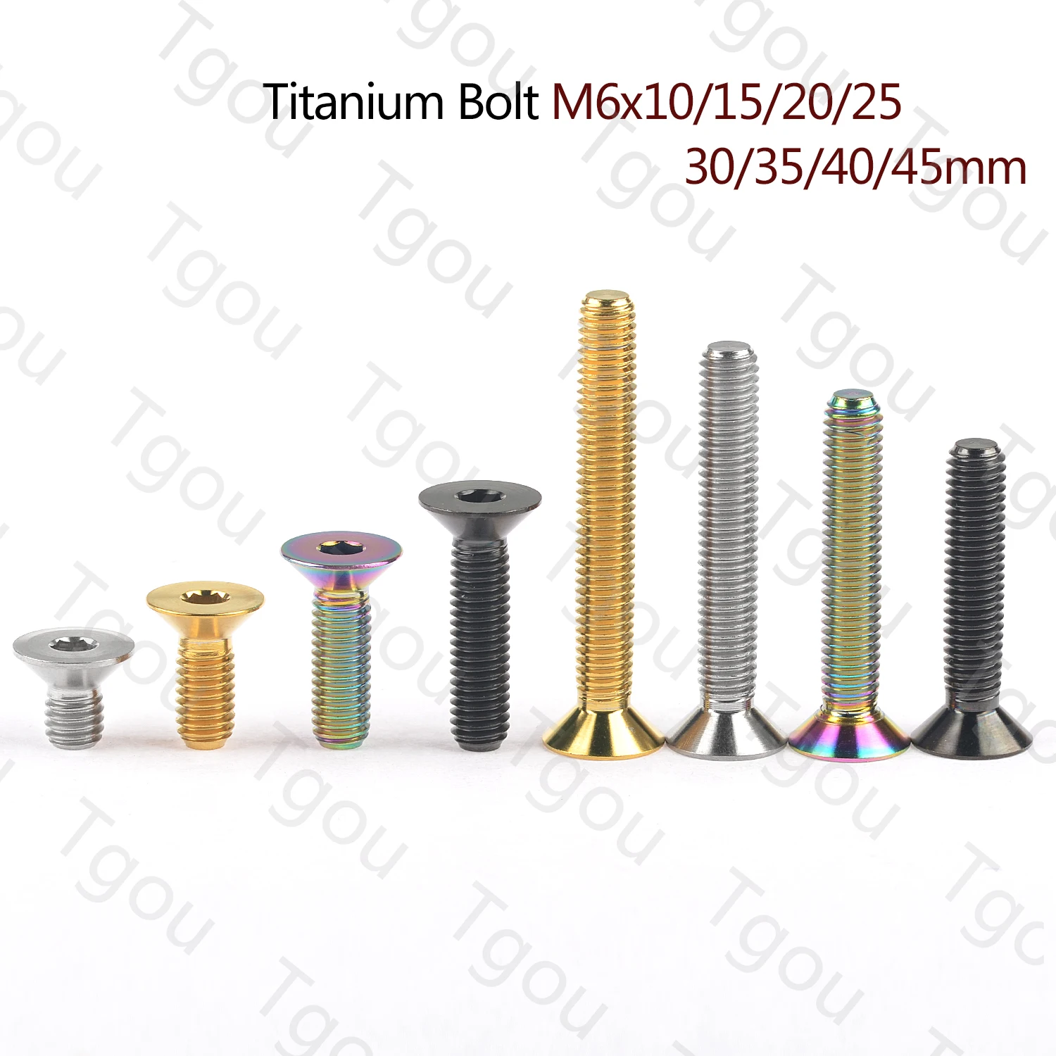 Tgou Titanium Bolt M6x10/15/20/25/30/35/40/45mm Allen  for Bicycle Flat Countersunk Head Brake Disc Screw