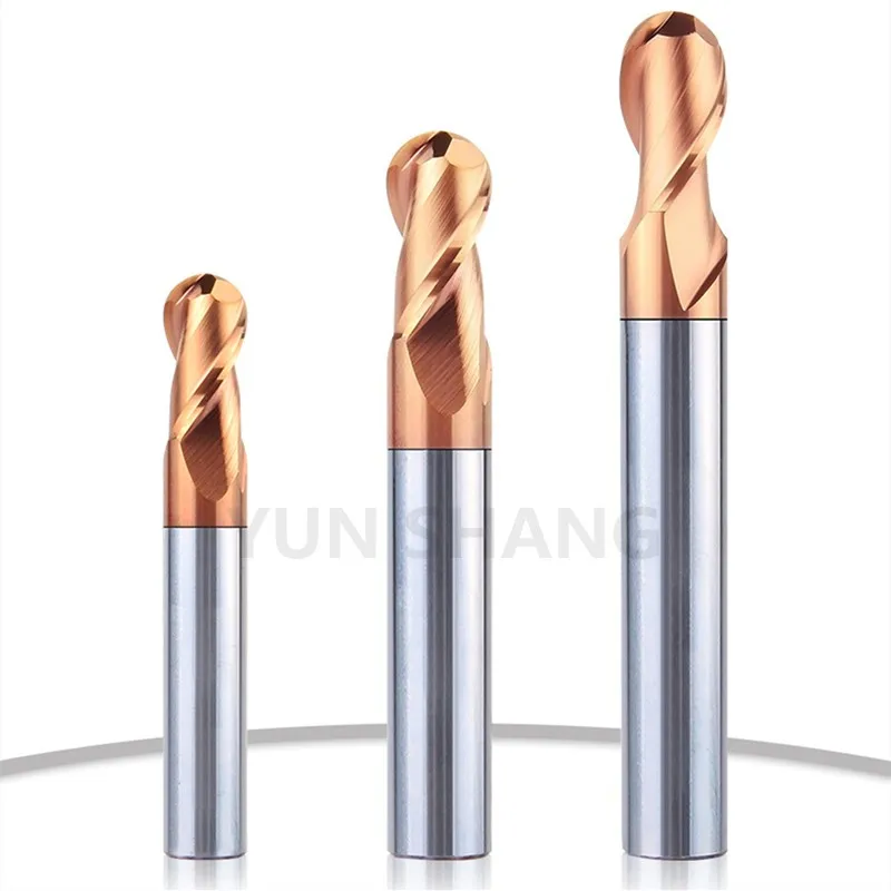 Fräsen Cutter HRC55 Wolfram Stahl 2 Flöte Ball End Fräsen Cutter Runde Kopf Sphärische Legierung Beschichtung Cnc Ball Cutter