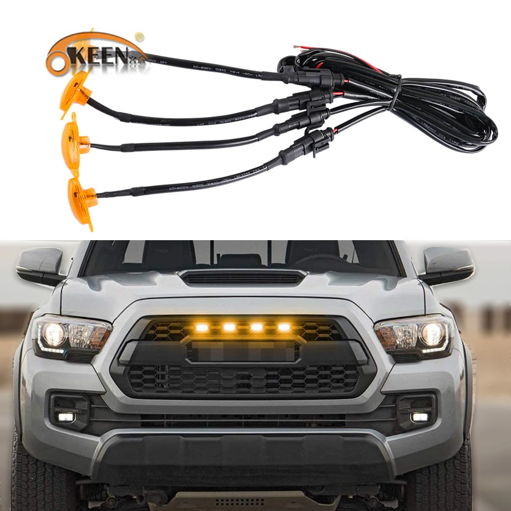 

OKEEN 4Pcs Raptor Ford F150 F250 F350 2004 -2019 Daytime Running Lamp Amber Bumper Headlights LED Car Front Grille Light 12V