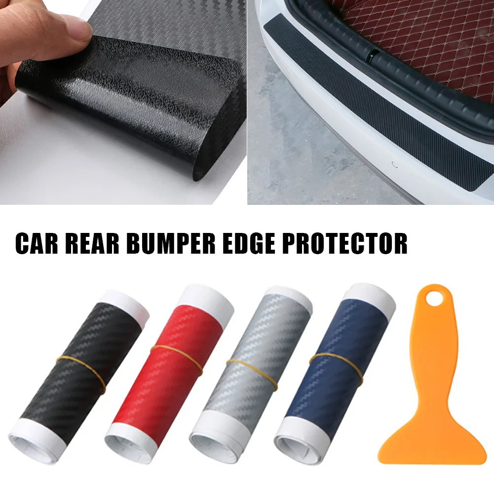 Universal Car Rear Bumper Protector Trunk Door Entry Guard Sill Protection Sticker Carbon Fiber PVC Edge Protector Accessories