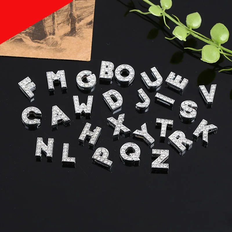 DIY Silver Color Rhinestone Words English Letter for Choker Necklace Collar Bracelet Keychains 10pcs/lot