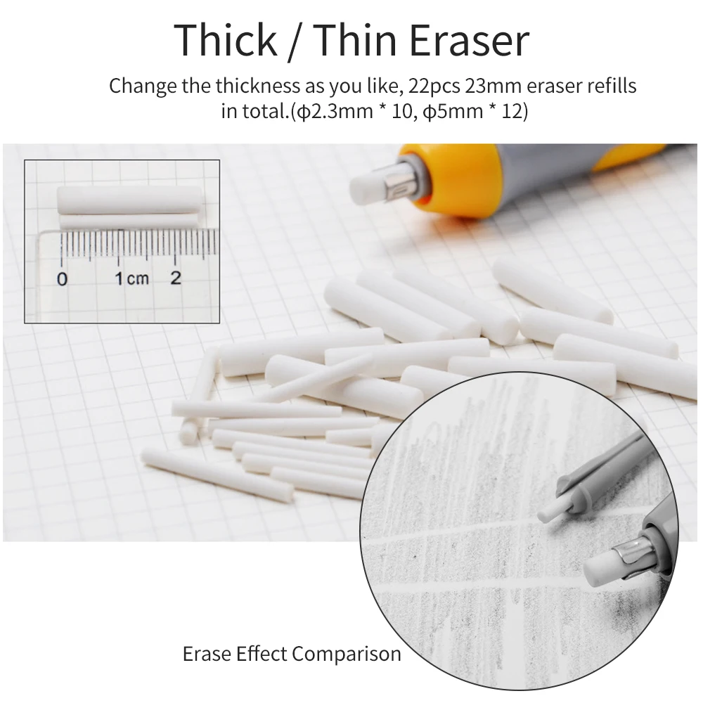طقم ممحاة كهربائية ممحاة قلم رصاص مع 22 ممحاة عبوات ممحاة تعمل بالبطارية لوازم مكتبية لطلاب المدارس