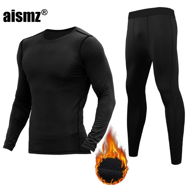 

Aismz Winter Thermal Underwear Men First Layer Compression Fleece Quick Drying Second Skin Thermo Underwear Sets Long Johns Men