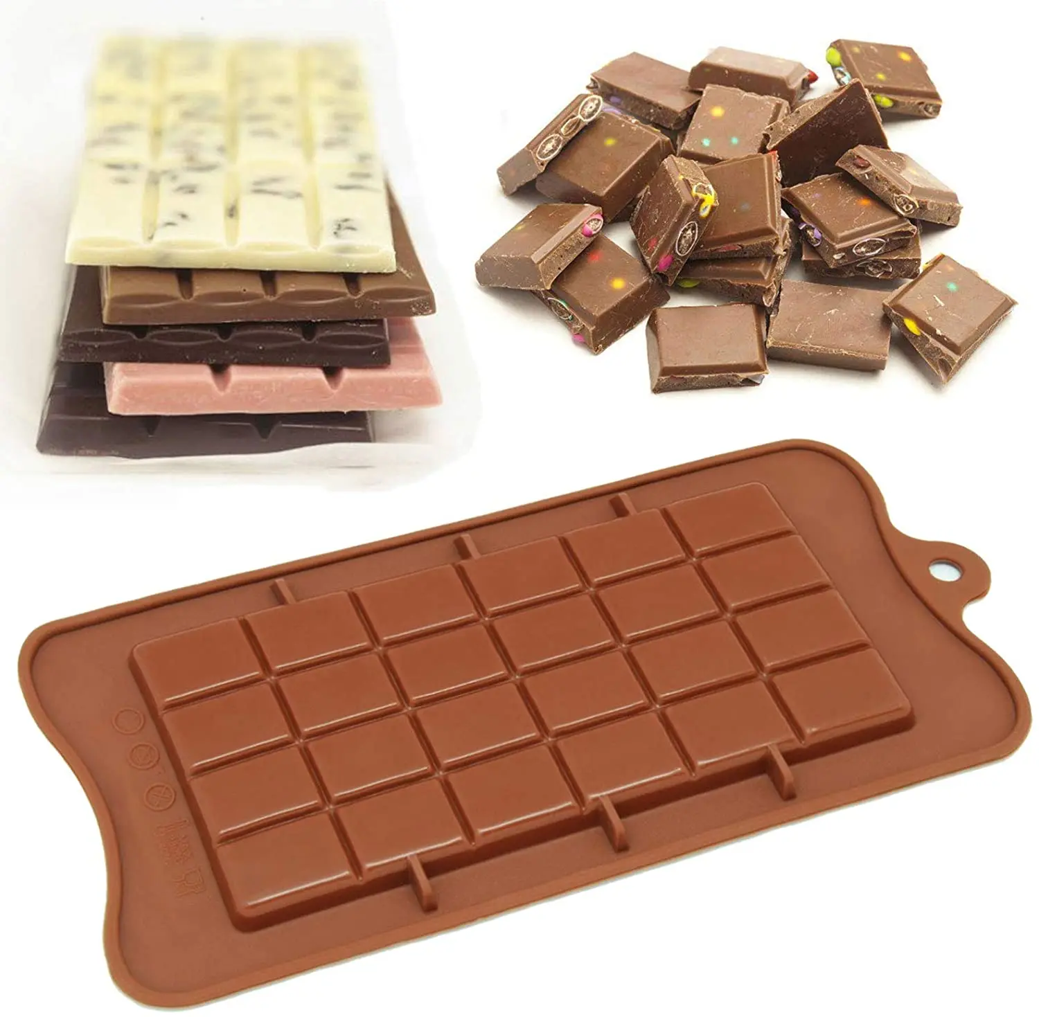 New Silicone Chocolate Mold 24 Cavity Cake Bakeware Reusable Kitchen Baking Tools Ice Tray Candy Maker Chocolate Bar Block Mould