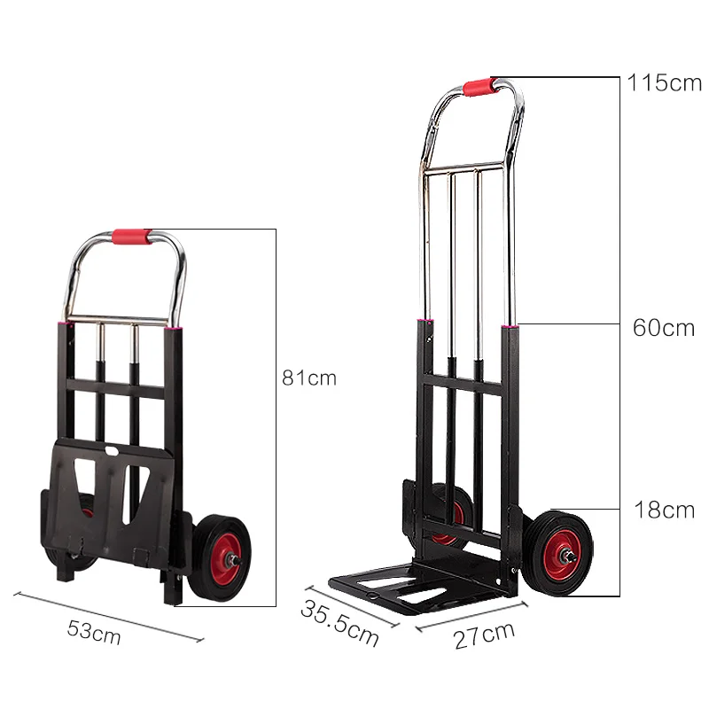 Carrello e carrello pieghevoli, carrello portabagagli con telaio in tubo d'acciaio addensato, carrello resistente da 330 libbre