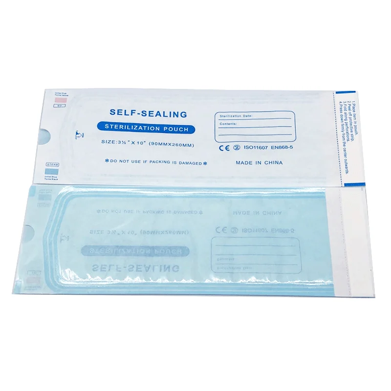 200pcs/Pack 90*260mm Dentista Self Sealing Sterilization Pouch Dentistry Medical Grade Paper+CPP/PET Film Odontologia Dental