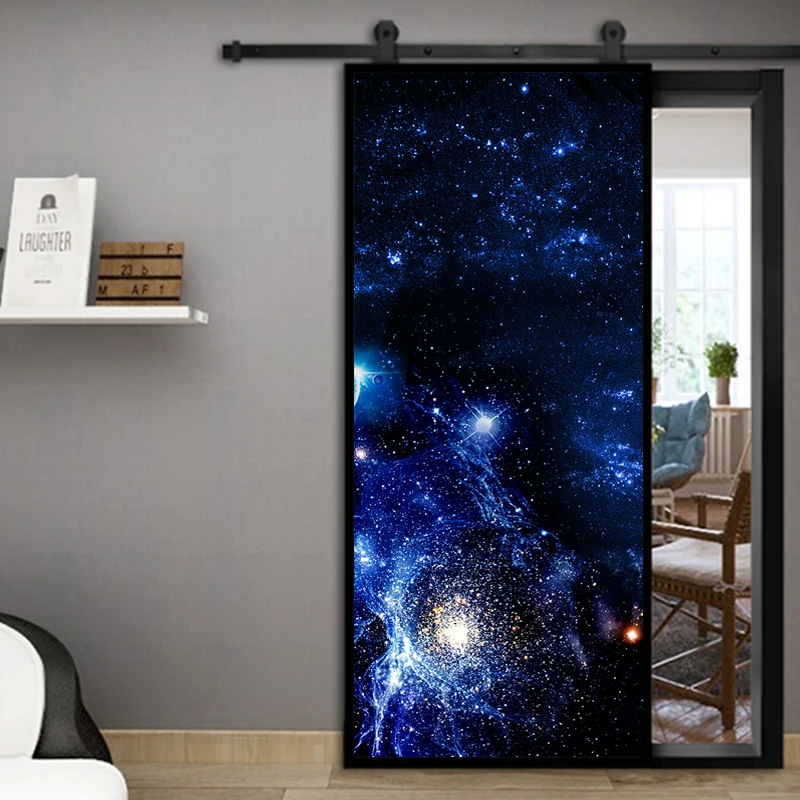 Pintado Pattern 3D Starry Sky Poster Door Decoration Sticker Wall Mural PVC Waterproof Kitchen Room Bedroom Door Wallpaper Decal
