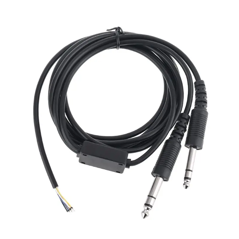 

200cm DIY Aviation Headset Dual-plug Aircraft Headphones Replacement Cable Durable Mono Cable Line Cord X6HB