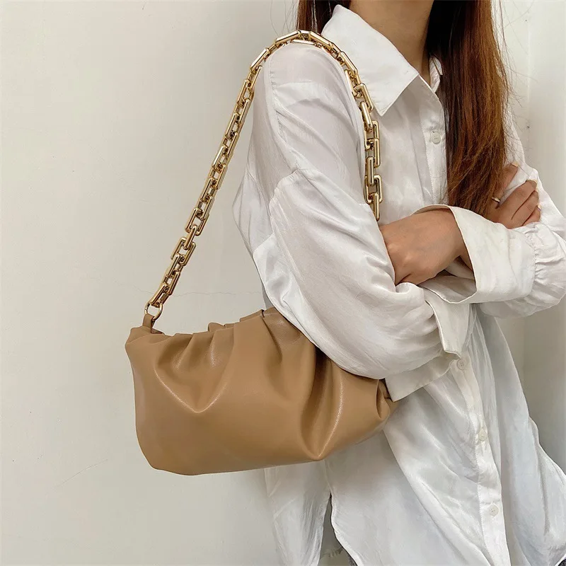 Bolso de mano Retro para mujer, bandolera con cadena de diseñador, a la moda, tipo nube, 2022