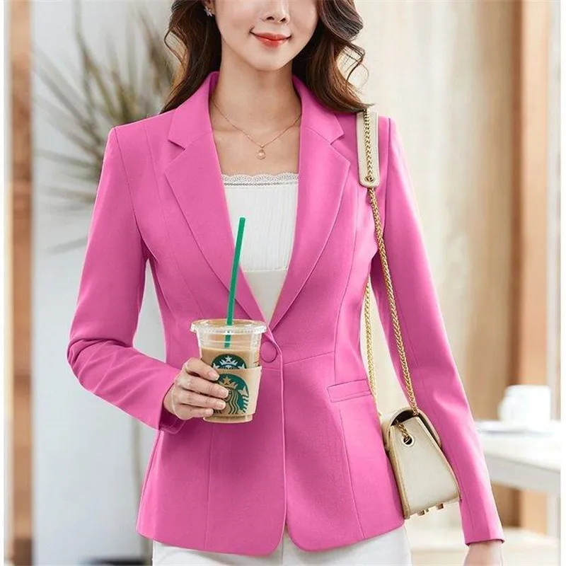 Women Blazer 2024 Formal Blazers Lady Office Work Suit Pockets Jackets Coat Slim Long Sleeve Casual Blazer Black Femme Jackets