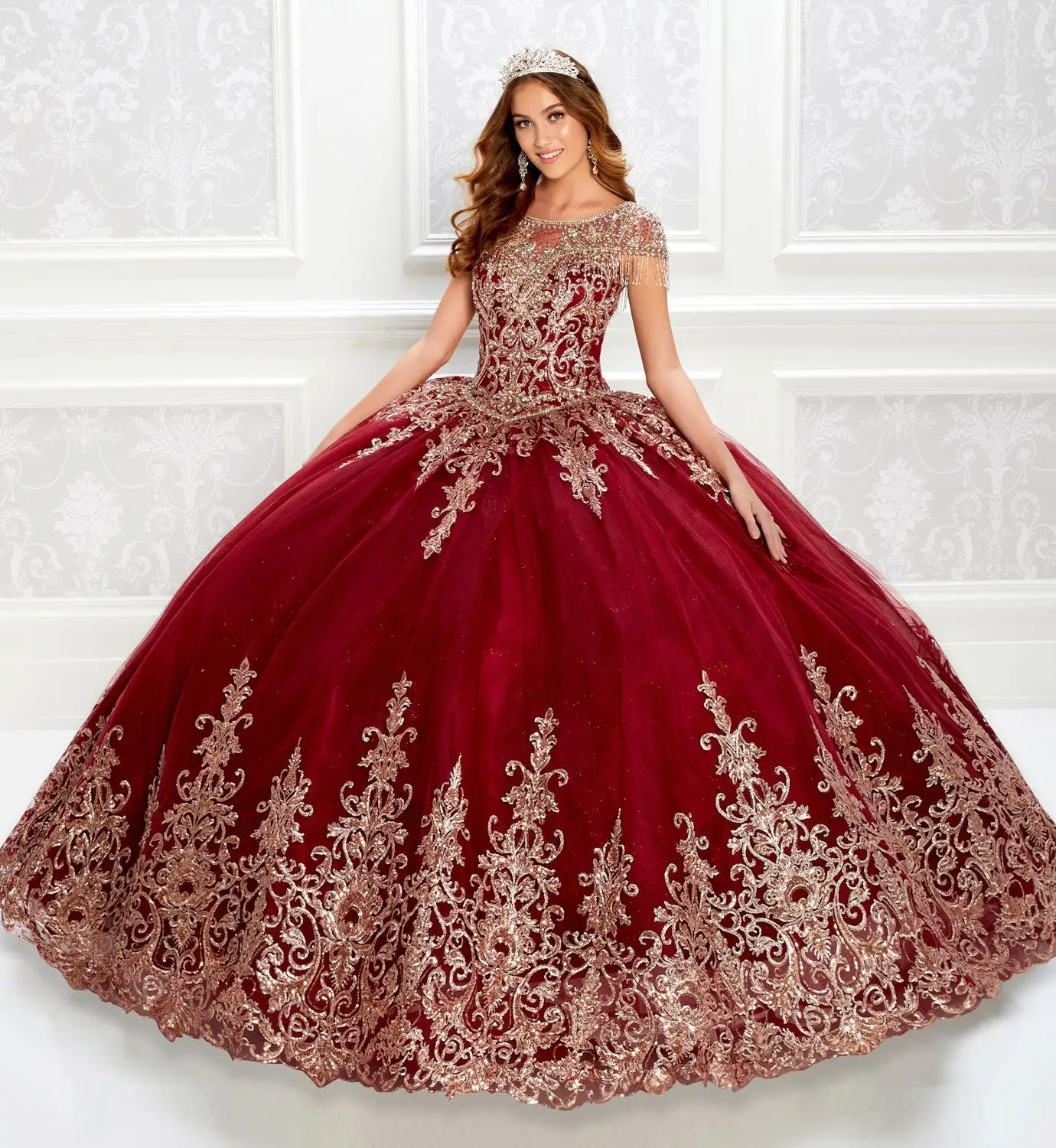 2020 Bourgondië Quinceanera Jurken Met Wrap Kant Bloemen Applique Kralen Baljurk Quinceanera فساتين Aangepaste Zoete 16 Jurken