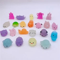 10Pcs New Design Glitter Squishy Animal TPR Soft Mochi Anima for Kid Mini Stress Relief Toy Favor Birthday Gift Bling Prize