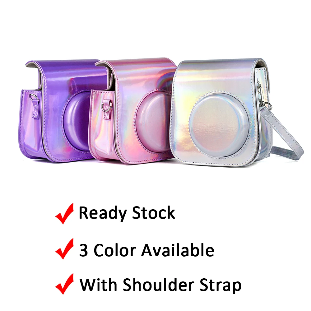 Модная стильная розовая/Серебристая/Фиолетовая Сумка из искусственной кожи Instax Mini чехол с плечевым ремнем для камеры Fujifilm Instax Mini 11