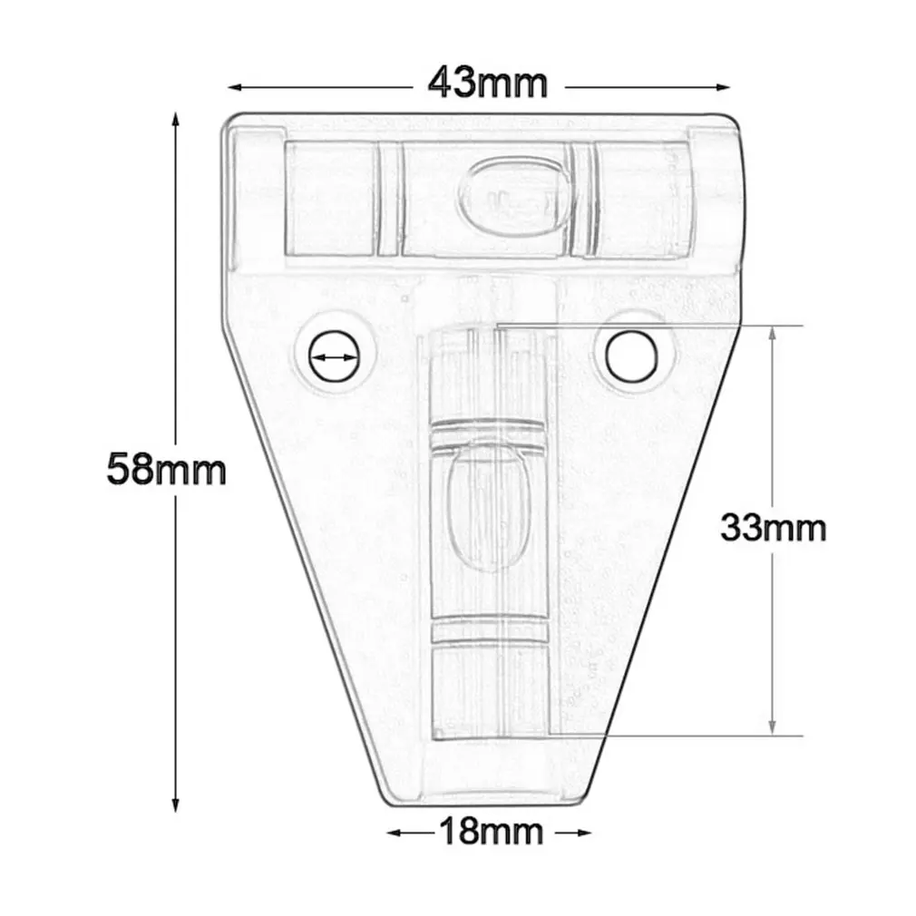 Mini instrumento de medição de nível de bolha tipo t, ferramenta de medição de nível triângulo em t, concha de plástico