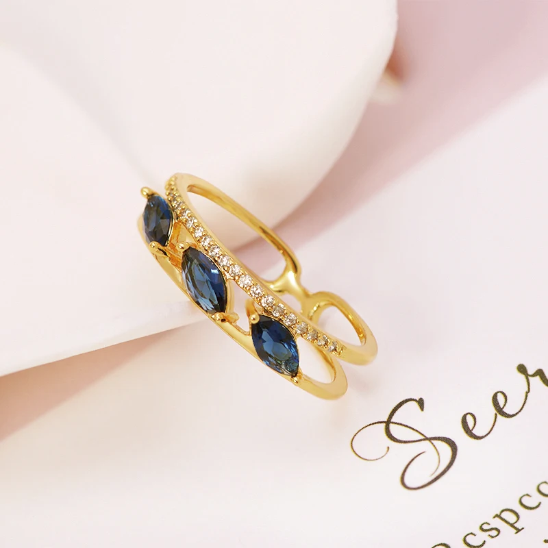 MxGxFam سعر خاص الأزرق/الأخضر/الأحمر الزركون خواتم للنساء AAA + 24 كيلو الذهب الخالص مطلي الأزياء والمجوهرات #6