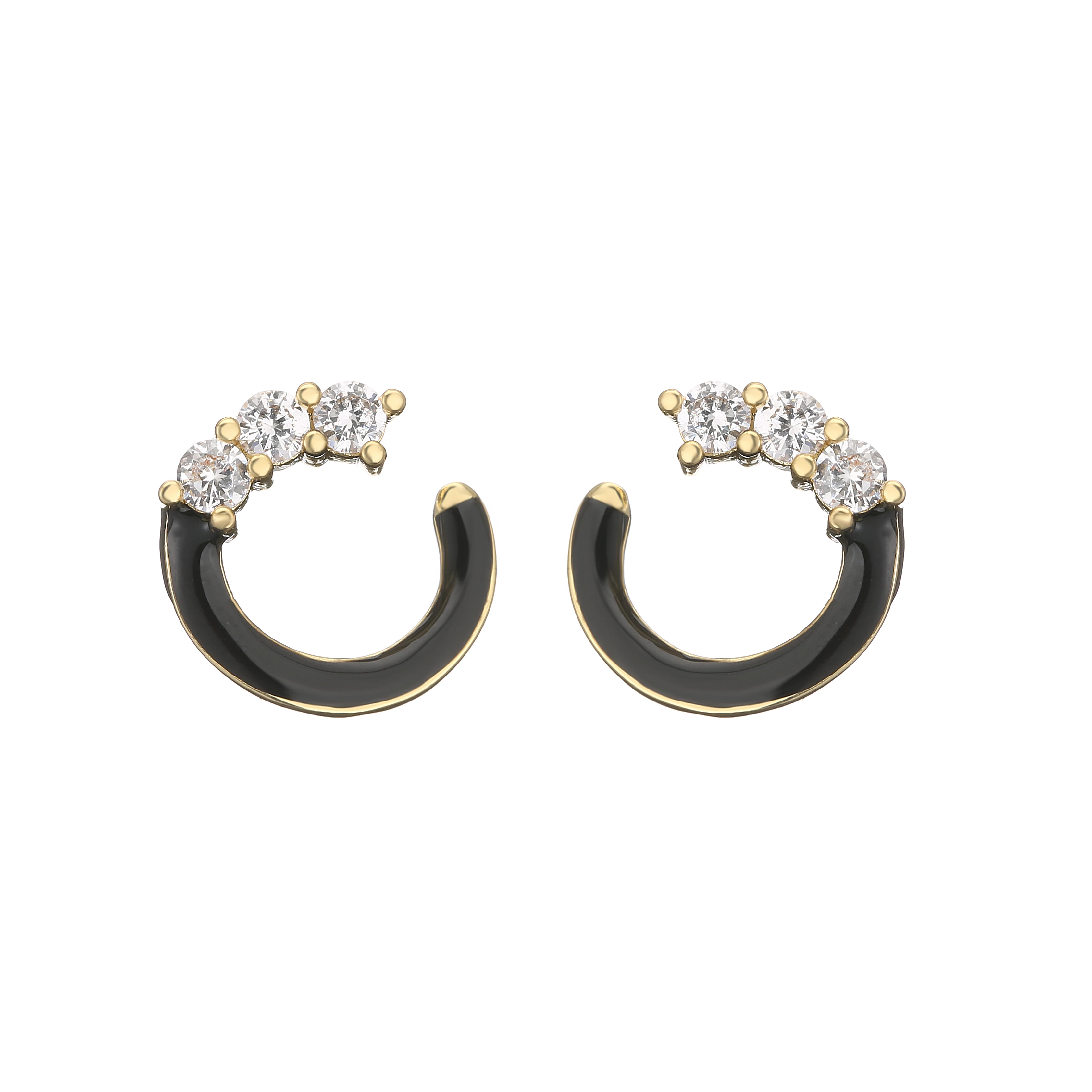 HECHENG,1 pair,Fashion Colorful Earrings,Cute C Shapr Enamel CZ Ear Stud,New Design Women Jewelry Wholesale