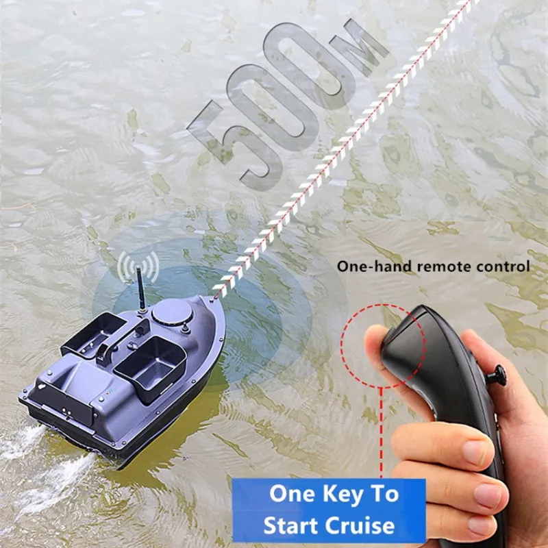 GPS Return Smart Cruise 3Hopper Remote Control Fishing Boat 2KG Load 500M Waterproof High Speed Sonar Fish Finder RC Bait Boat