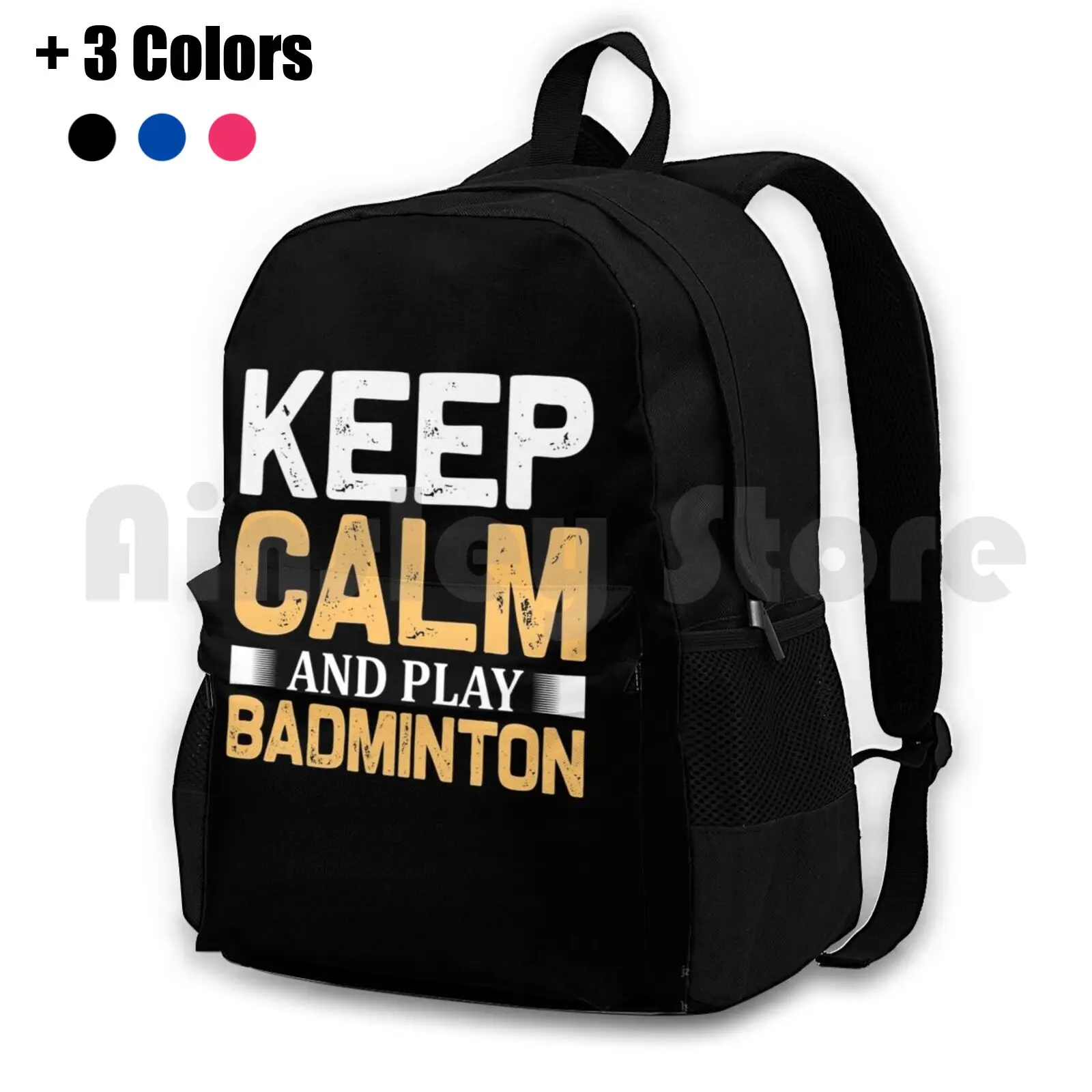 Keep Calm And Play Badminton Outdoor Hiking Backpack Waterproof Camping Travel Badminton Sports Birdie Shuttle Raquet Sports