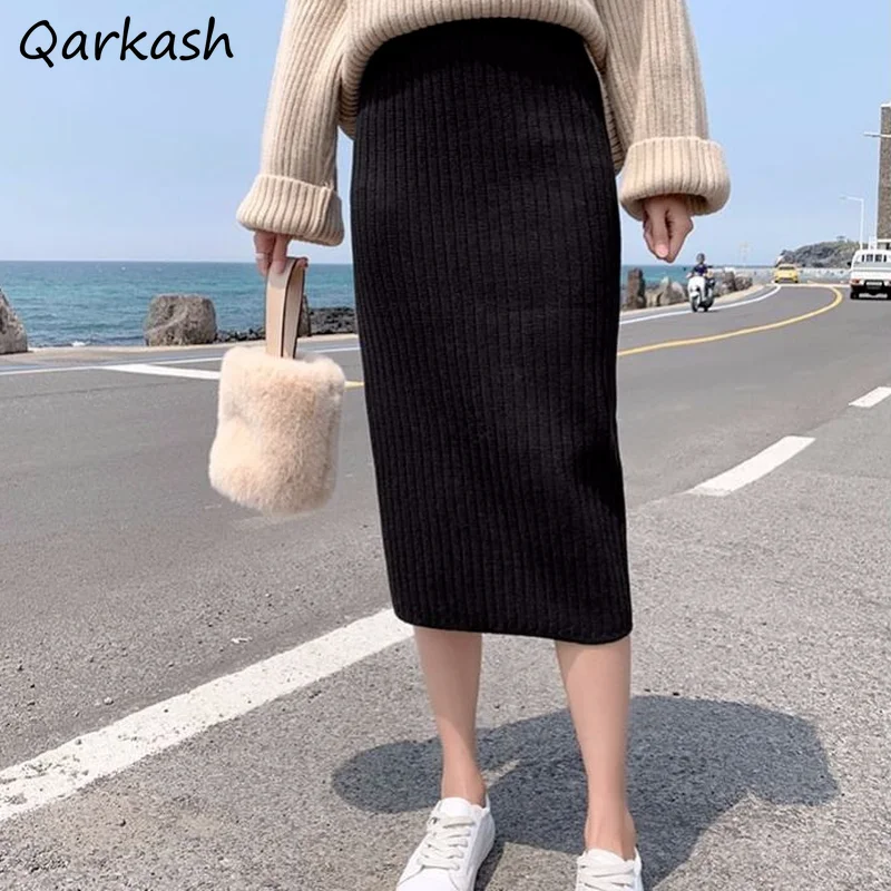 

Skirts Women Simple All-match Vintage Schoolgirls Retro Mujer Faldas Ulzzang Stylish Temperament Solid Bodycon Design OL Friends